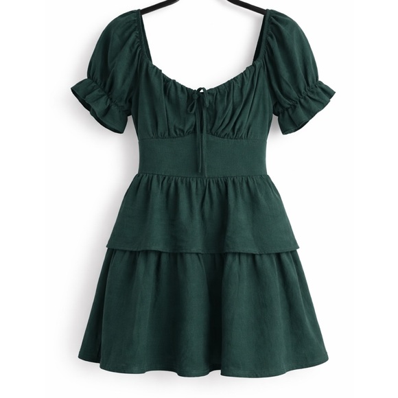 NWT Forest Green Mini Dress - Picture 2 of 4